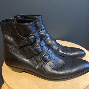 Modern Vice Kiltie Black Ankle Buckle Boots